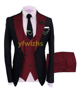 Düğün Smokin Bir Düğme Erkekler Damatçılar Notch yaka damat smokin düğün/balo adam blazer ceket pantolon yeleği w1251111211112