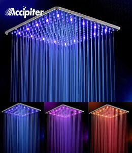 16 Zoll 40 cm 40 cm wasserbetriebener Regen-LED-Duschkopf ohne Duscharm Badezimmer 3 Farben LED-Duschkopf Chuveiro Led 2009257235154