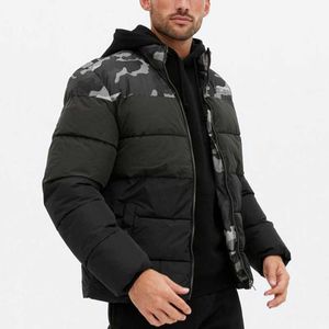 Men's Down Parkas Custom Design High Neck Polyester Dark Grey Camo Cool Fashion Winter Down Jacket for Men VNBQ