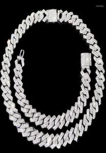 Catene mm ghiacciato la collana a catena di collegamenti cubani di Miami per donne uomini dorati Prong Rhombus Collar girocollo hip hop gioielleria hip hop7225038