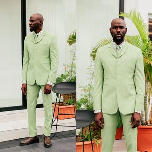 Eleganckie garnitury ślubne dla mężczyzn zielony klasyczny zestaw blezer zbiór formalny impreza na balu halus zużycie smokingów 2 sztuki