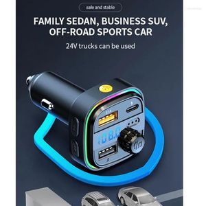 Players Car BluetoothCompatible 5.0 FM Sändare USB 3.1A Typec Fast Charging Charger Handsfree MP3 Player med RGB