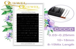 Quewel Lashes Extension Шелковое волокно 12 LinesTray Целое наращивание одной ресницы Макияж Ресницы Индивидуальные ресницы LM8724393