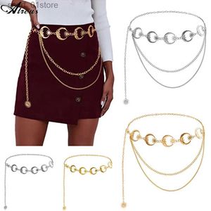 أحزمة سلسلة الخصر Gold Plate Moon Star Metal Chain Sun Prendant Belly Chain Belt Bo Cains مجوهرات الإكسسوارات للنساء الفتيات البوهيمية 231221