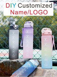 DIY Name Plastic Bottle With Straw 1L Big Capacity Customize Print Your Pattern Design Outdoor Easy Take Summer Sport Drink 231220
