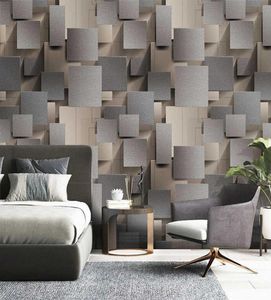 Modern 3D -gitter Nonwoven Suede Wallpaper för väggar Roll Papel de Parede 3D vardagsrum sovrum TV bakgrund vägg papper dekor Q1401628