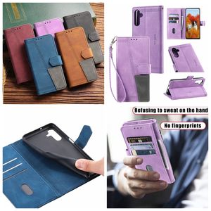 Hybrid Leather Wallet Cases For Samsung S24 Ultra S24 Plus Galaxy A35 A55 Xiaomi 14 Pro 13 Ultra ID Slot Holder Hit Luxury Contrast Color Flip Cover PU Book Pouch Strap