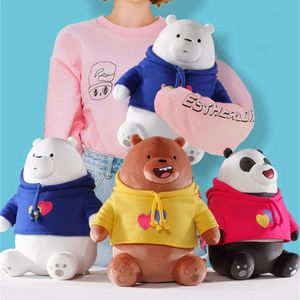 Vi bar björnar tecknad plysch leksak hoodies grizzly panda isbjörn mjuk fylld djurdocka plyschar anime figur leksaker för barn gåva 231221