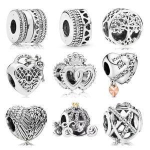 925 Silver Original European Fashion Charm Life Tree, Wings, Pumpkin Car Suitable for PAN Bracelet DIY Women's Jewelry Free Shipping