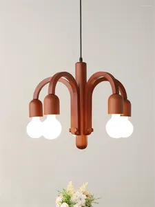 Ljuskronor loft trä glödlampor studera matsal hängande ljus designer vintage levande valnöt sovrum hängslampor