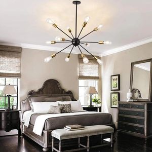 Chandeliers Retro Iron Ceiling Lights Vintage Pendant Lighting Black Sputnik Nordic Minimalist Home Decoration Living Room