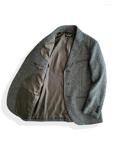 Jaquetas masculinas Amekaji desgaste roupas homens herringbone tweed terno formal formal casual top casaco de lã americano retro boa qualidade