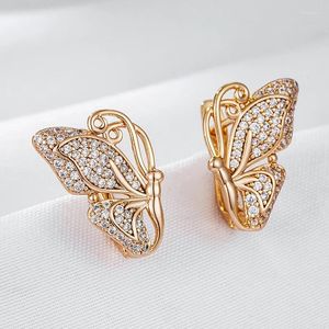 Dangle Ohrringe wbmqda Luxus -Mode -Schmetterling für Frauen 585 Roségold Farbe einzigartige Tier Zirkon Schmuck 2023 Trend