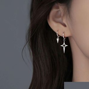 Charm Asymmetric Conical Four Corner Star Female Ear Buckle Instagram Style Niche Fashion Light Minimalist Design Feel Earrings Drop D Dhyf2