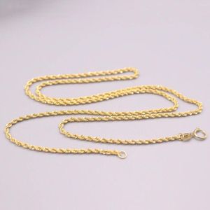 Ciondoli AU750 Collana con catena a corda in vero oro giallo puro 18k portafortuna da 2 mm / 15,7 pollici 17,7 pollici