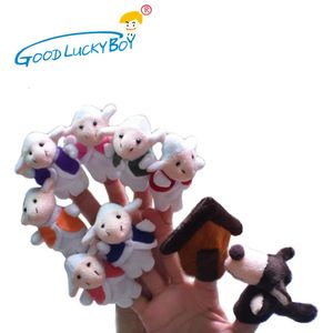 10pcs Fairy Tale Wolf i Seven Little Goats Finger Puppet Doll Baby Child Opowiadanie Early Child Educational Toys 231220