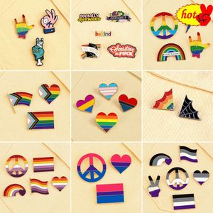 3-6pcs Lgbt Rainbow Enamel Pins Metal Heart Shape Flag Pride Badges Brooches Gays Les Coat Bag Hat Decoration Jewelry Accessory