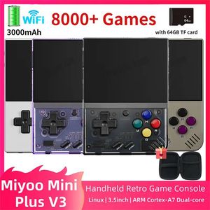 Jogadores Jogadores de jogos portáteis Miyoo Mini Plus V3 Retro Handheld Game Console 3.5 polegadas IPS HD Screen 3000mAh WiFi 8000Games Linux System Por
