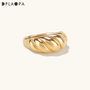 DPLAOPA 925 Sterling Silver Gold Croissant Dome Ring Women Luxury SMYCKE FINE SMEWEMMED Fashion Round Wedding Jewels 231221