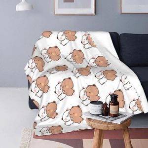 Decken Decken Gesicht umarmen Milch und Mokka niedliche Bären Flanelldecke für Kinder Kinder Cartoon Anime lustig werfen Teppichpapier PieceBlankets