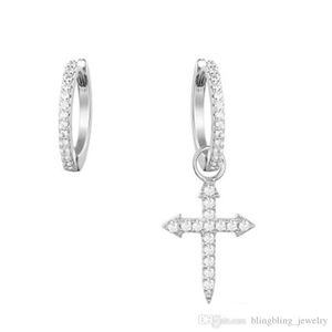 European And American Foreign Trade Silver Jewelry Cross Earrings Asymmetric Fashion Personality Earrings Female's Preferred 267r