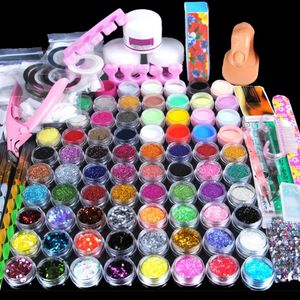 Kit 78 stycken akrylpulver manikyr nagelkonst kit glitter för naglar diy akryl strass glitter nagelspetsar ädelstenar dekoration kit