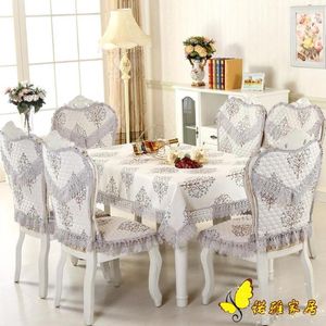 Pano de mesa pastoral quadrado cadeira cobre mesas de almofada e cadeiras pacote capa renda conjunto redondo toalhas de mesa