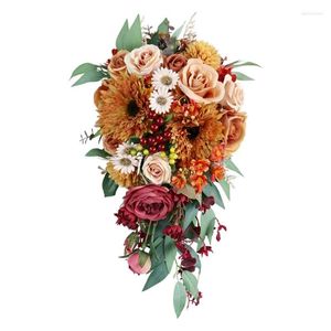 Flores de casamento Drop a água Drop Bouquet Bouquet Dama de honra Cerimônia romântica francesa Decoração
