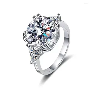 Cluster Rings Silver 925 Original 5 White Blue Green Color Cut Lab Diamond Test Past Moissanite Ring For Women Fine SMEEXKE