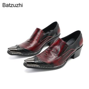 Batzuzhi Italienisch Typ Herrenschuhe Metal Spitzer Zeh brauner echtes Leder -Kleiderschuhe Männer Party Hochzeit Zapatos Hombre!