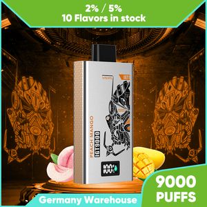 9K Vapes Disposable Puff Bar Pod Device 9000Puffs Electronic Cigarette Peach Mango Juice 2% 5% E Liquid Vaper