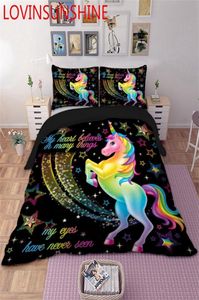 Lovinsunshine Cartoon Unicorn Bedding Set Cute Disvet Cover Set för barn barn quilt cover set queen king size au01 t2001106160137