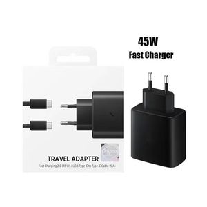 UK Plug wall super fast Charger USB C for Samsung PD 45W Chargers Galaxy S20 S21 S22 S23 Ultra/ Note10/Note 10 Plus note 20 Power Adatper 5A US EU with box Quick Charger