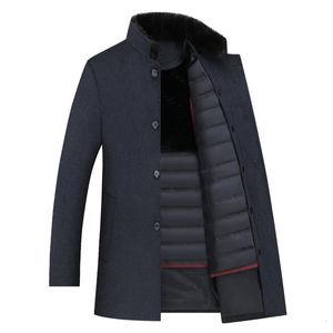 Шерстяное пальто мужское толстое съемное шерстяное пальто с подкладкой на утином пуху мужское зимнее теплое мужское пальто длинное пальто мужское в английском стиле 231220