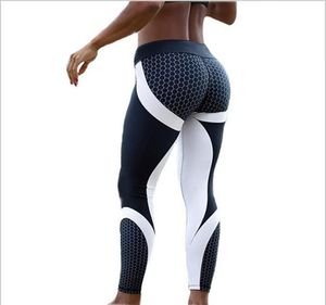 Wzór siatki Print Legginsy Fitness legginsy dla kobiet sportowych trening leggins