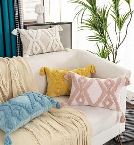 Boho Style cushion cover Pink Yellow Blue Beige Tassels pillow cover Handmade for Home decoration Sofa Bed 45x45cm30x50cm 2103151091686