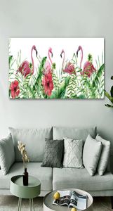 Flamingo-Poster, Heimdekoration, tropische Pflanzen, Leinwandgemälde, Wandkunst, Bilder für Wohnzimmer, Nachttisch, Tierdrucke, Gemälde 4185593