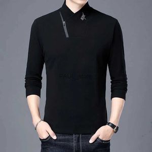 Men's T-Shirts Double Sided Velvet Men Casual Fashion T-Shirts Versatile Autumn Winter Tees Long Sleeve Basic Pullover Solid Embroidered TopsL2404