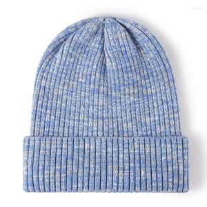 Berets unisex zima tweed wełna czapka czapka kolorowy blokada splot żebrowane dzianinowe czapki cieplejsze czaszki garbaty na zewnątrz gęste ciepłe maski