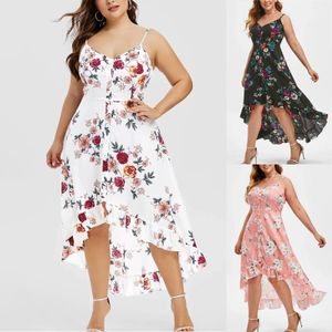 Vestidos 2022 Mulheres estampas florais VINTAGEM BOHEMIA Vestido casual sem mangas Vneck Dress Summer Summer Fashion Vestres Plus Size 4xl