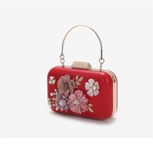 Säljs manuella miniblommor kosmetiska väskor handväska axel messenger kedja väska hög kvalitet2822