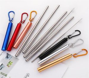 Drinking Straws Portable Retractable Straw Reusable Metal With Case Set Washable 304 Stainless Steel Boba Tubes Bar Accessories7963516