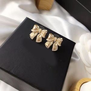 2021 new fashion Knot pearl bow earrings ladies 925 silver needles simple all-match jewelry234R