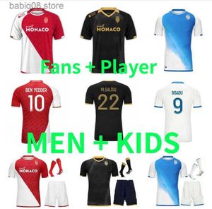 Fans Tops Tees 2023 2024 maillots AS Monacos Soccer Jerseys home MINAMINO BEN YEDDER JOVETIC GOLOVIN 23 24 GEUBBELS Men maillot de foot Flocage JORGE Football Shirt JE