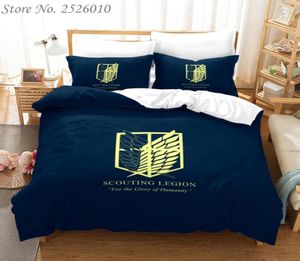 Anime 3D Atak na wydrukowane pościel tytanu Zestaw pościeli King Duvet Pillow Case Pokłak Okładka dla dorosłych dzieci łóżka pościel 03 C1029064780