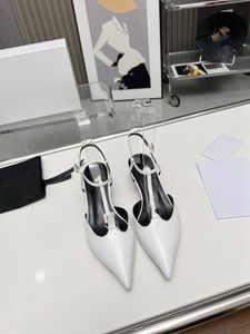 Silver Buckle slingback PUMP slip on pointed toe mid high heels stiletto patent matte leather mary jane ballet flats