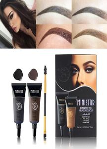 2st Eyebrow Shadows Pigment Black Brown Henna Eyebrow Gel Långvarig ögonbryn Tattoo Cream Eyebrower Enhancer Kit med pensel5171276