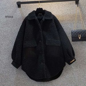 coat trapstar Large Size Women's 2022 Autumn Winter Clothing New Chubby Little Sister Slimming and Thickened Lamb Wool Chic Design Jacket