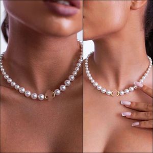 Kurze Collarbone Perlenkette Anhänger Halsketten Senior Imitation Perlenkette Mode Choker Collarbone Kette Frauen High -End -Geschenke