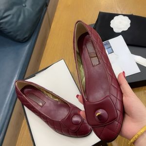 브랜드 여성 신발 가방 버클 로고 발레 플랫 체크 무늬 가죽 신발
